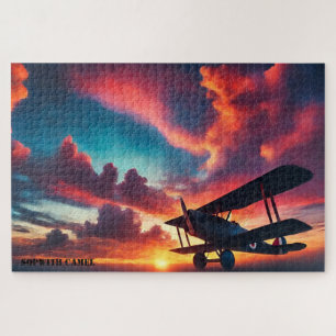 Sunset Skies: Sopwith Camel in Flight  Jigsaw Puzzle