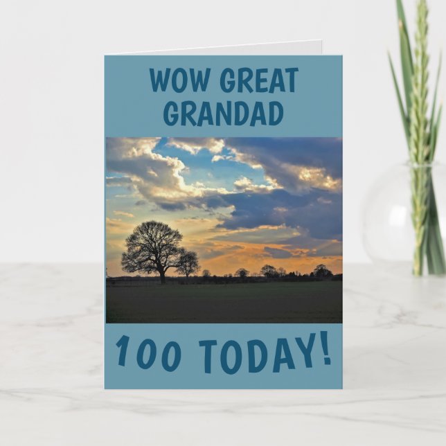Sunset Sky 100th Birthday Card for Great Grandad (Front)