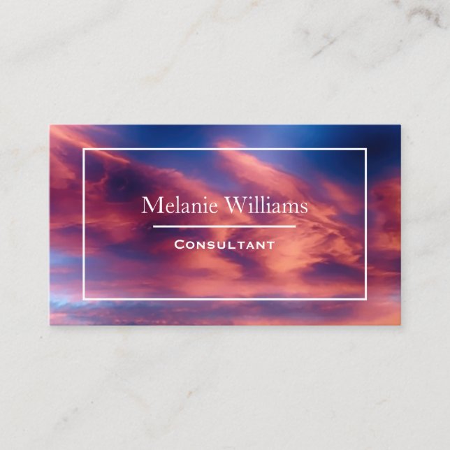 Sunset Sky Clouds Elegant Frame Business Card (Front)