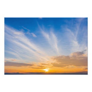 Sunset Sky Clouds Orange Blue Photo Print