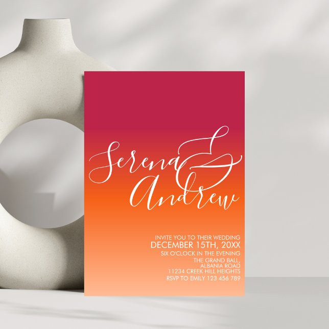 Sunset Sky Gradient Orange Viva Magenta Modern Invitation (Creator Uploaded)