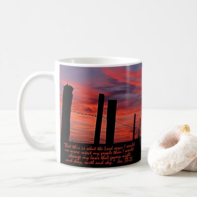 Sunset Sky Inspirational Coffee Mug (With Donut)