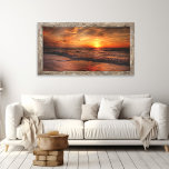 Sunset Sky on Fire Canvas Print<br><div class="desc">Capture the breathtaking beauty of a beachfront sunset with the threat of storms on the horizon. Immerse yourself in the warm hues and serene atmosphere of this stunning scene,  and let it transform any room into a haven of relaxation and natural wonder.</div>