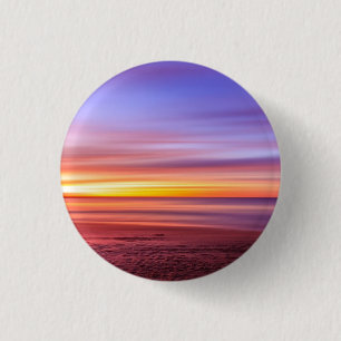 Sunset Sky over Beach and Sea 1 Inch Round Button