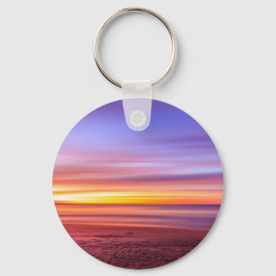 Sunset Sky over Beach and Sea Keychain