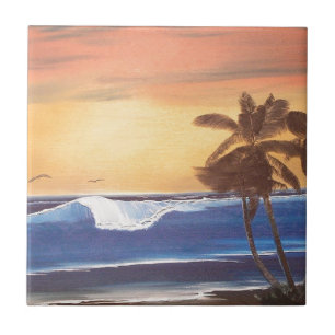 Sunset Sky, Palms & Ocean Tile