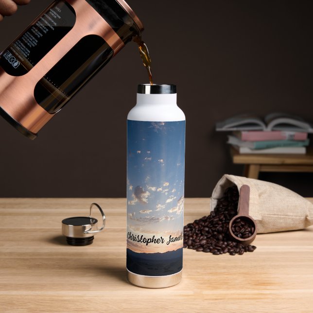 Sunset Sky Personalized Water Bottle (Coffee)