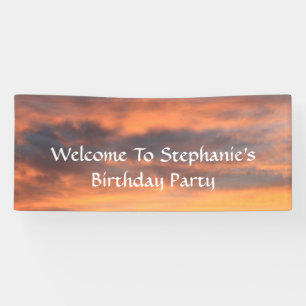 Sunset Sky Photo Birthday Party Custom Colourful Banner
