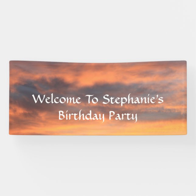 Sunset Sky Photo Birthday Party Custom Colourful Banner (Horizontal)