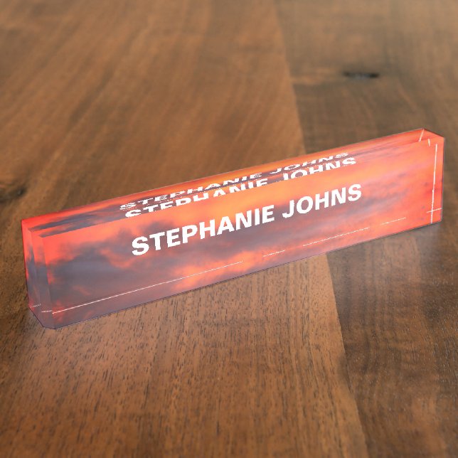 Sunset Sky Photo Custom Clouds Orange Colourful Nameplate (Side)