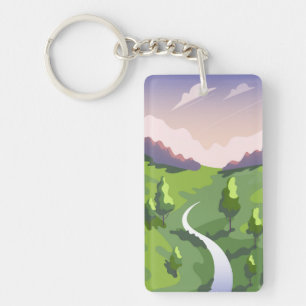 Sunset sky with running clouds keychain