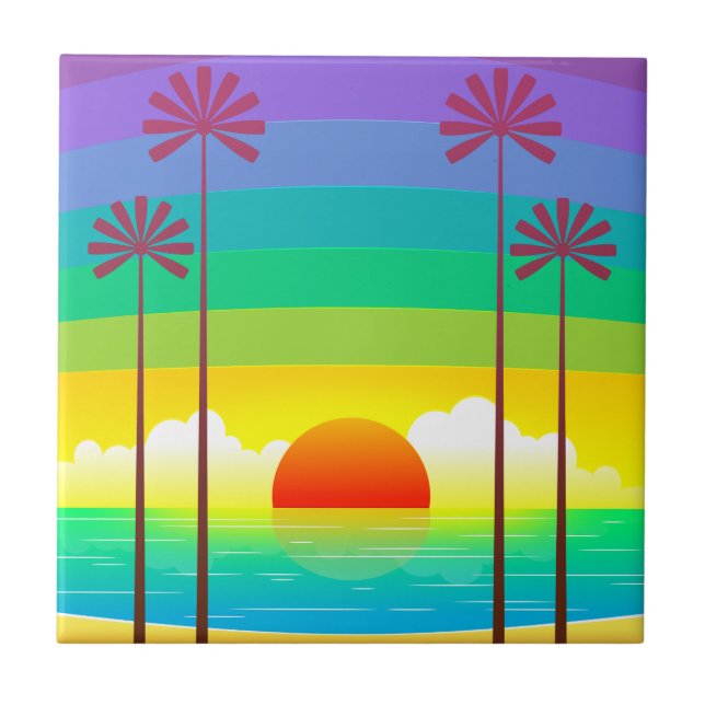 Sunset Small (4.25" x 4.25") Ceramic Photo Tile (Front)