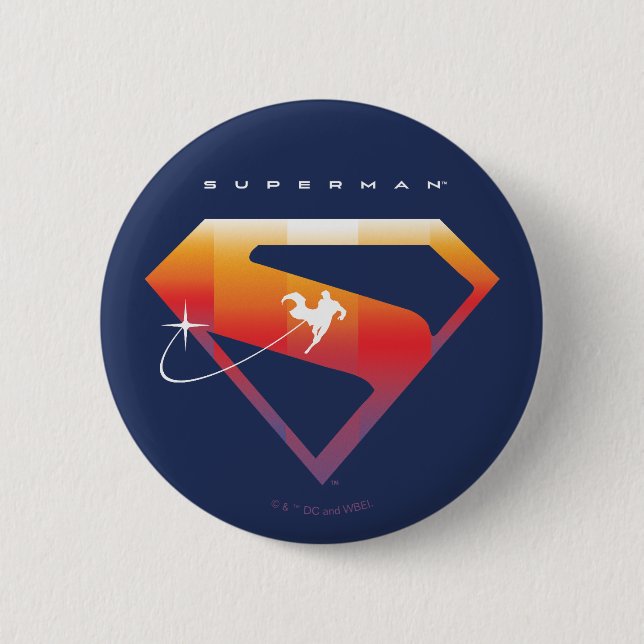 Sunset Soar Superman Shield 2 Inch Round Button (Front)