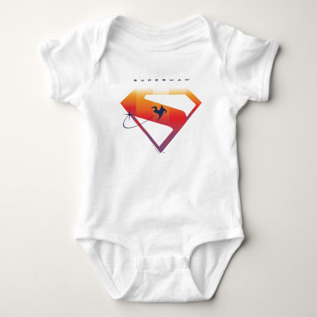Sunset Soar Superman Shield Baby Bodysuit (Front)