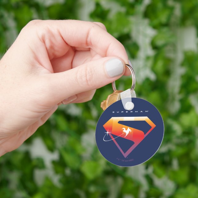 Sunset Soar Superman Shield Keychain (Hand)