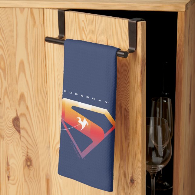 Sunset Soar Superman Shield Kitchen Towel (Thirds Fold)