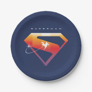 Sunset Soar Superman Shield Paper Plate