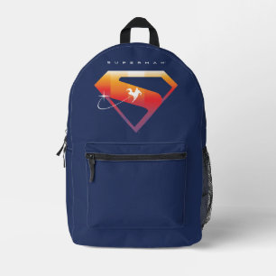 Sunset Soar Superman Shield Printed Backpack