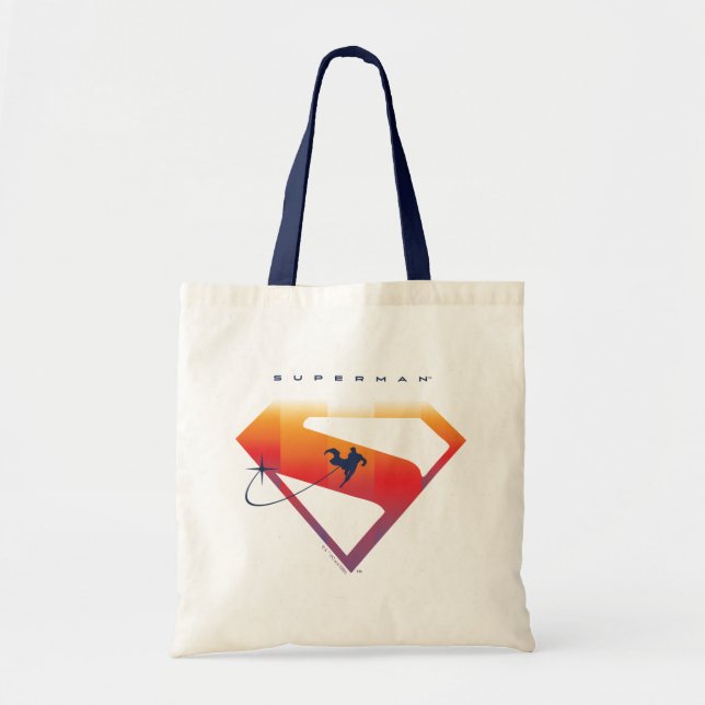 Sunset Soar Superman Shield Tote Bag (Front)