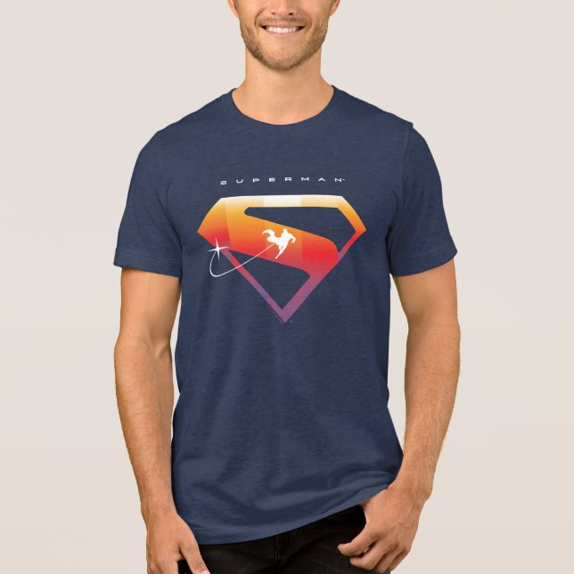 Sunset Soar Superman Shield Tri-Blend Shirt (Front)