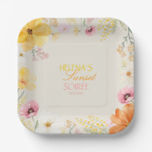Sunset Soirée Elegant Floral Orange, Pink & Yellow