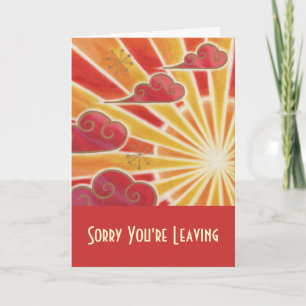 Sunset 'Sorry You're Leaving' card red