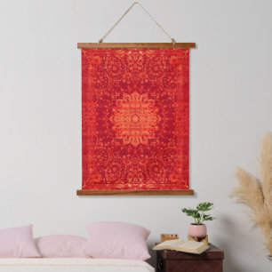 Sunset Souk: Orange Marrakesh Moroccan Pattern Hanging Tapestry