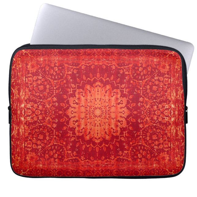 Sunset Souk: Orange Marrakesh Moroccan Pattern Laptop Sleeve (Front)