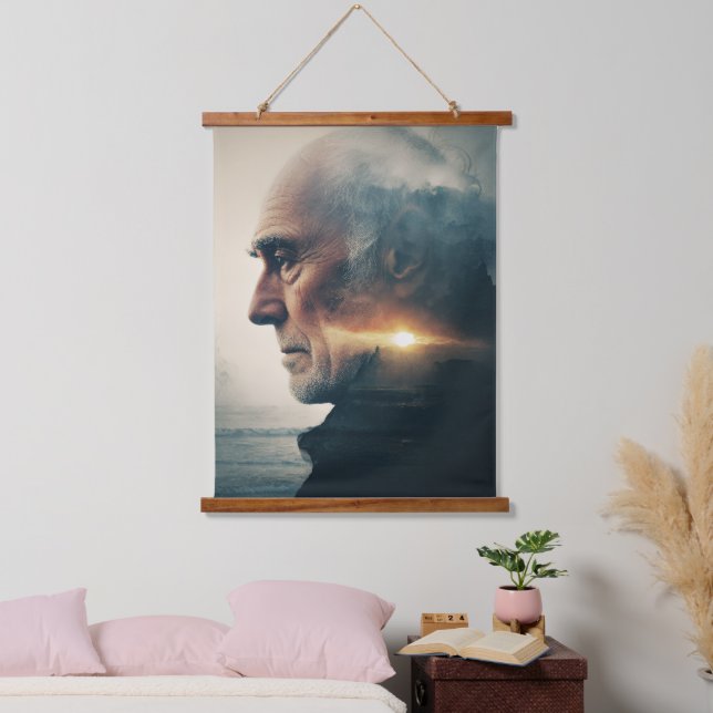 Sunset Soul: Ocean Horizon Portrait Hanging Tapestry (Bedroom)