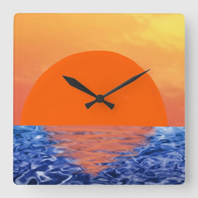 Sunset Square Wall Clock (Front)