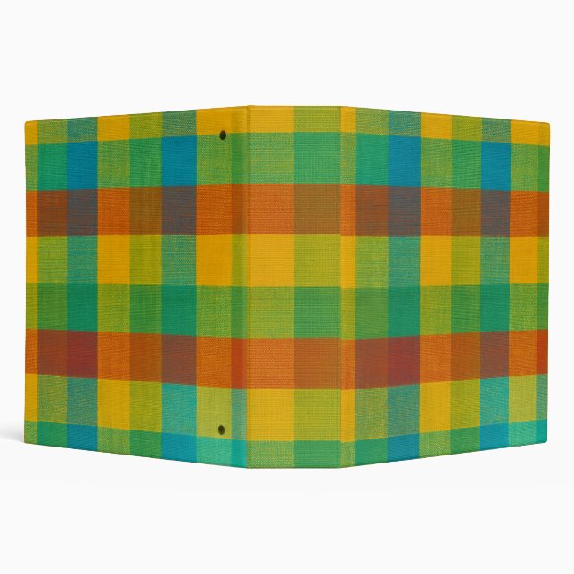 Sunset Squares – Colourful Plaid 3-Ring Binder (Background)