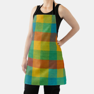 Sunset Squares – Colourful Plaid Kitchen Apron