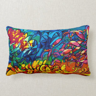 Sunset Squid Lumbar Pillow