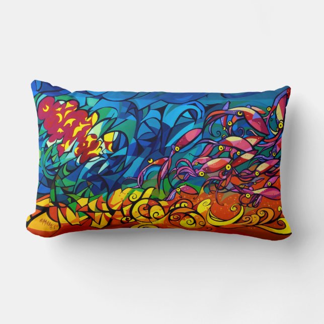 Sunset Squid Lumbar Pillow (Front)