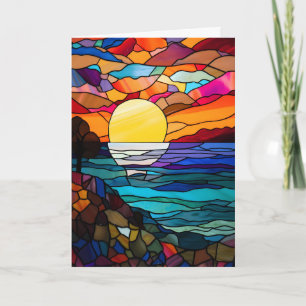 Sunset Stained Glass Design Notecard, Announcement