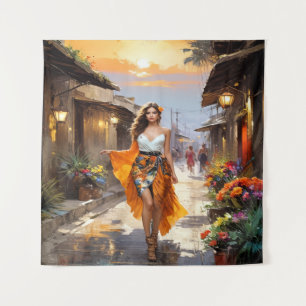 Sunset Street Fashion Tapestry