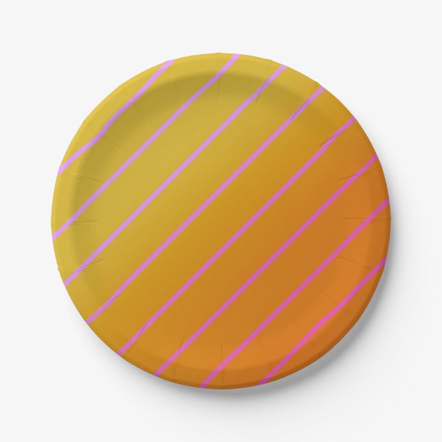 Sunset Striped Paper Plate (Front)