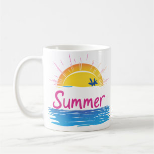 Sunset Summer Beach Illustration Coffee Mug