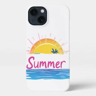 Sunset Summer Beach Illustration iPhone 13 Case