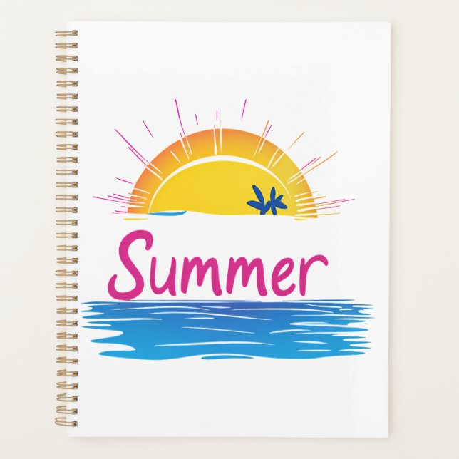 Sunset Summer Beach Illustration Planner (Front)