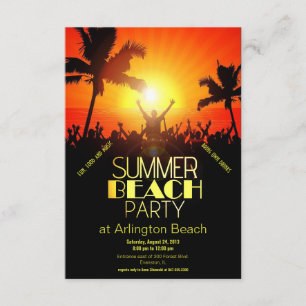sunset summer beach party invitation