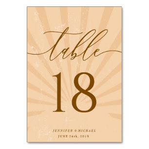Sunset Summer Sun Sand Watercolor Table Number