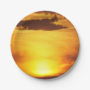 sunset, sun, sky, landscape, sunrise, summer, paper plate