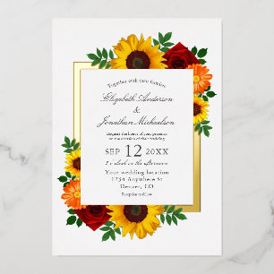 Sunset Sunflower Rose Floral Wedding