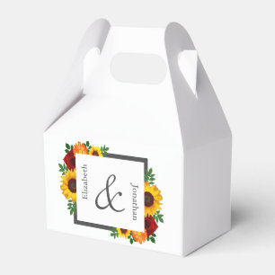 Sunset Sunflower Rose Floral Wedding Favor Box