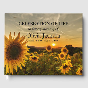 Sunset & Sunflowers Keepsake   In Loving Memory Guest Book