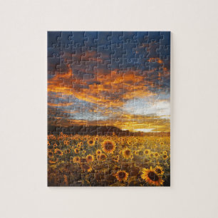 Sunset SunflowersField Jigsaw Puzzle