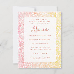 Sunset Sunrise Garden Scene Artist Coral Peach Postcard
