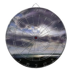 Sunset sunset over the lake watercolor painting dartboard