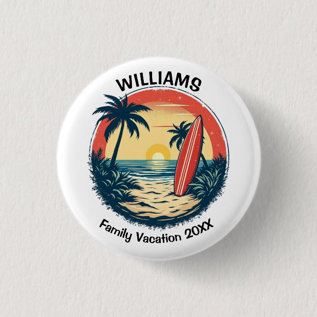 Sunset Surf 1 Inch Round Button (Front)
